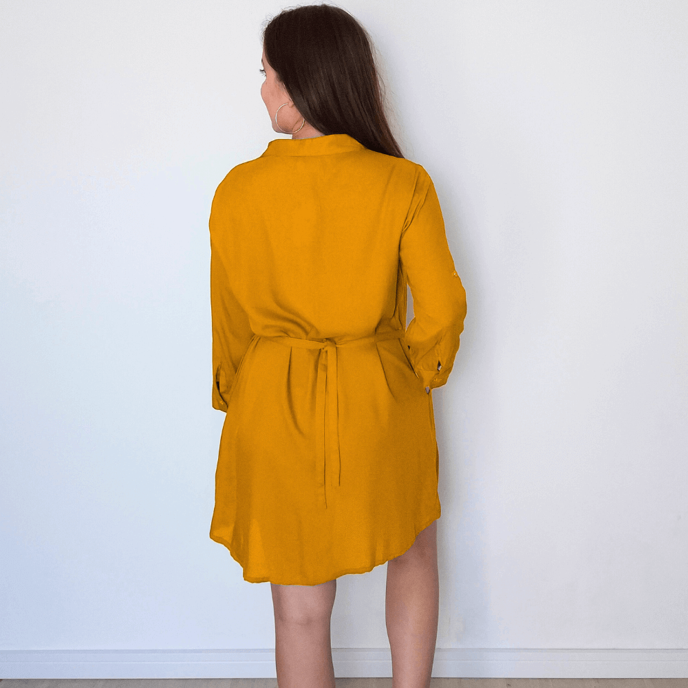 Bata Boho Chic Feminina Manga 3/4 de Viscose Amarela