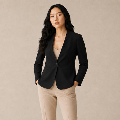 Blazer Feminino Alfaiataria Preto Monóvia Bengaline