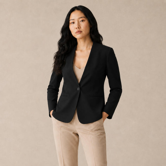 Blazer Feminino Alfaiataria Preto Monóvia Bengaline