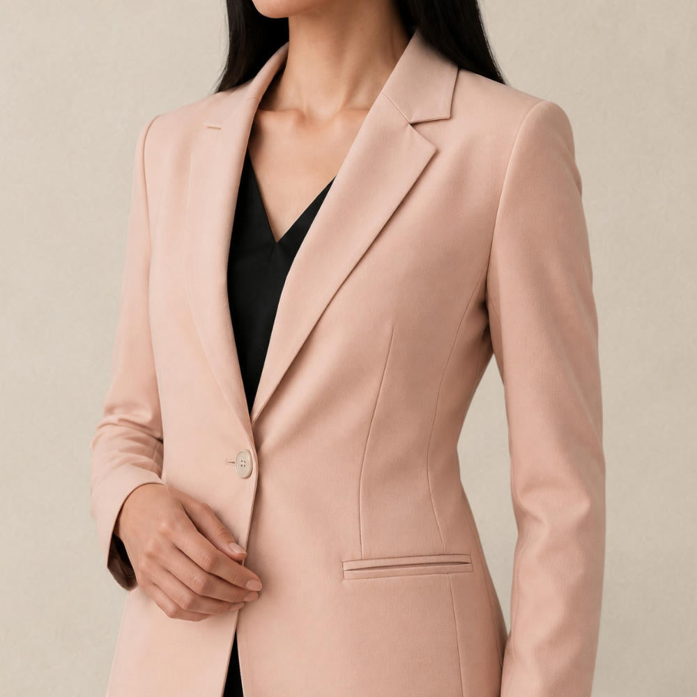 Blazer Feminino Alfaiataria Alongado Acinturado Semi Maxi Bege