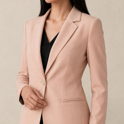 Blazer Feminino Alfaiataria Alongado Acinturado Semi Maxi Bege