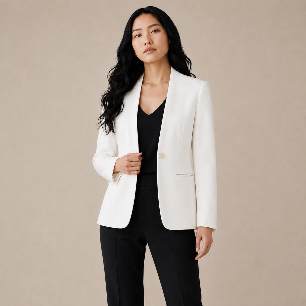 Blazer Feminino Branco Acinturado Monóvia