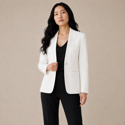 Blazer Feminino Branco Acinturado Monóvia