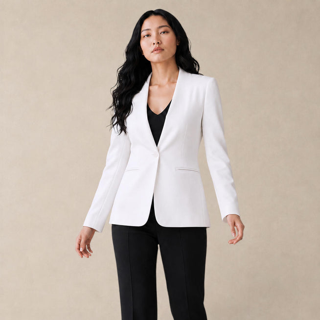 Blazer Feminino Branco Acinturado Monóvia