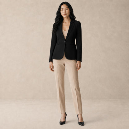 Blazer Feminino Alfaiataria Preto Monóvia Bengaline