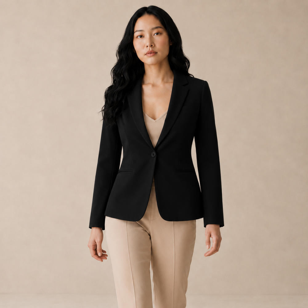 Blazer Feminino Alfaiataria Preto Monóvia Bengaline