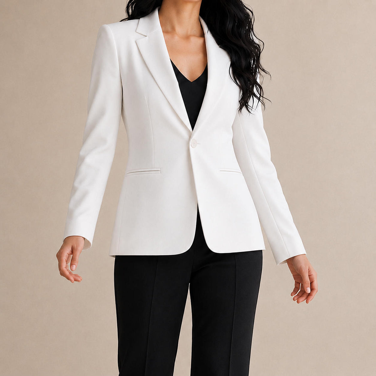 Blazer Feminino Branco Acinturado Monóvia